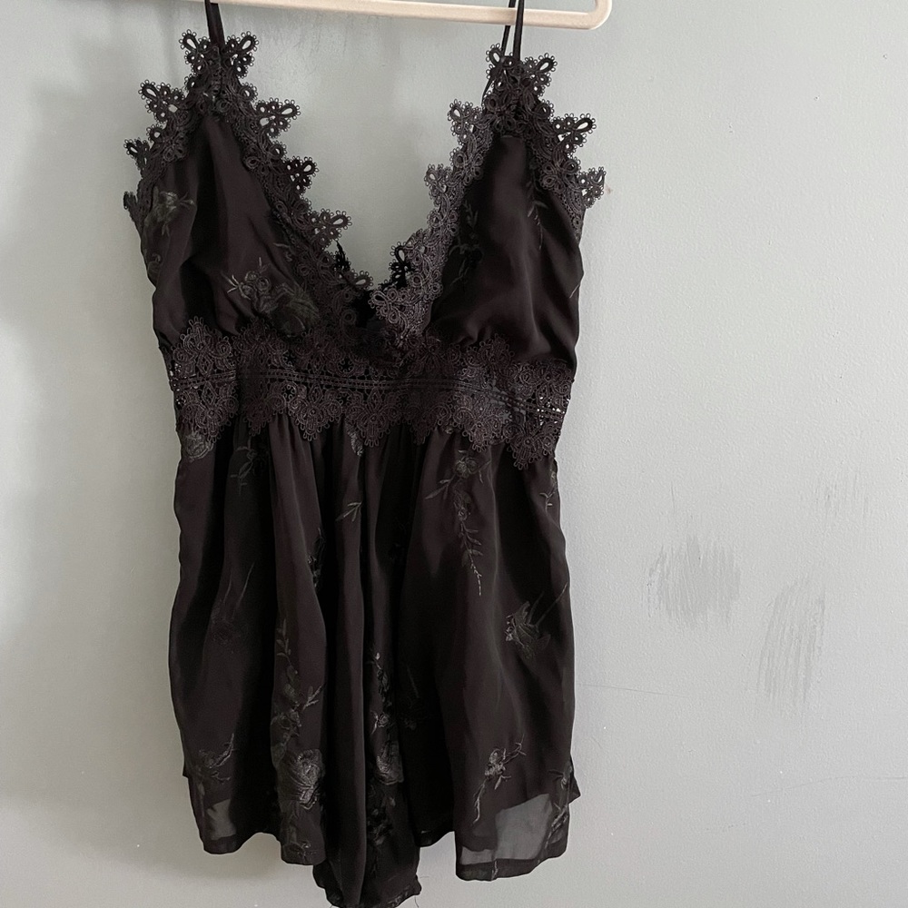black romper with lace